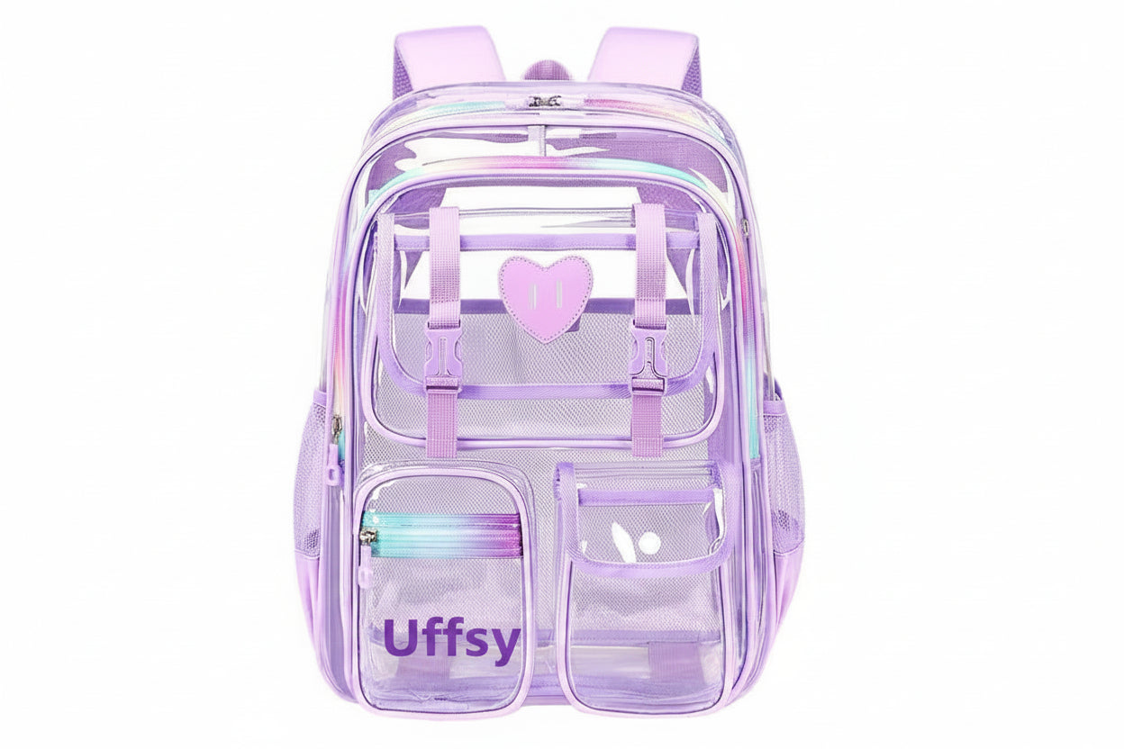 17 inch Large Clear Back Pack Transparent PVC School Bag Large capacity With Fashionable Zipper Design Waterproof for Student Daily Work