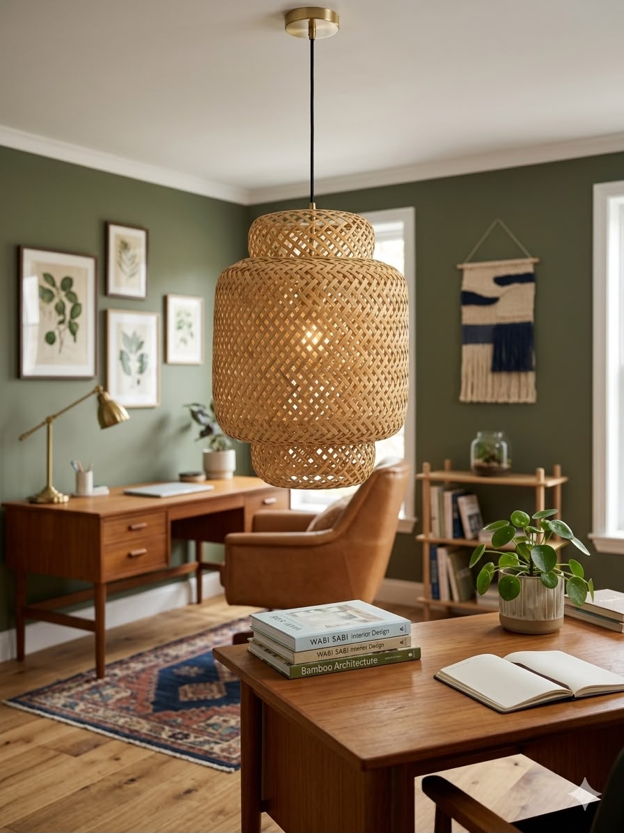 Hand oven bamboo lamp shade