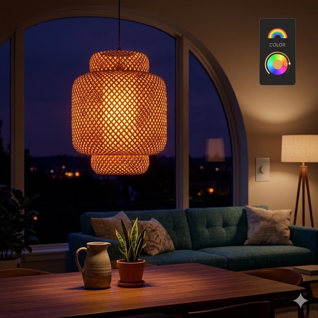 Hand oven bamboo lamp shade