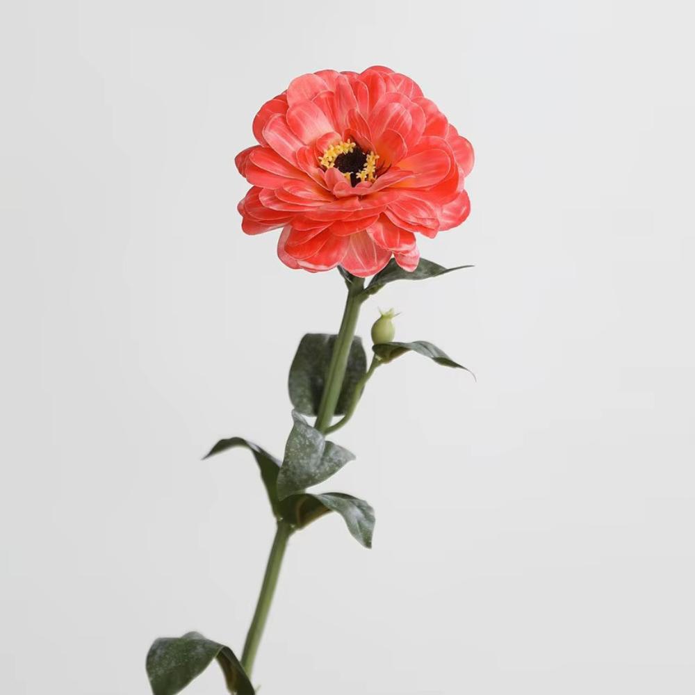 Artificial Zinnia Flower Stem Touch Sendetive Faux Floral For Home Vase  Wedding And Event Table  Centerpiece Decoration