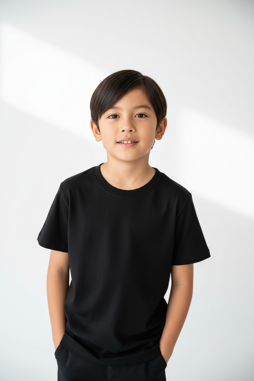 Boys and Toddlers' Short Sleeve Cotton T-shirts crew neck collar for kids children