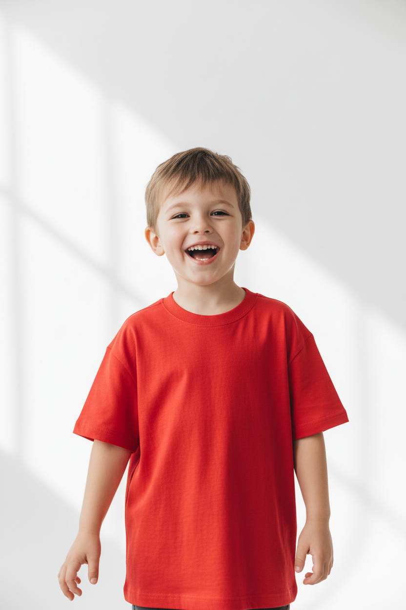 Boys and Toddlers' Short Sleeve Cotton T-shirts crew neck collar for kids children
