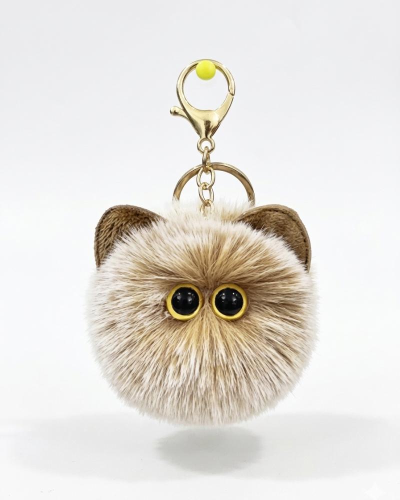 Cute  Cat Ball Plush Key Chain Shy kity doll cartoon Pendant Key rings  Adult Car Back pack Key ring