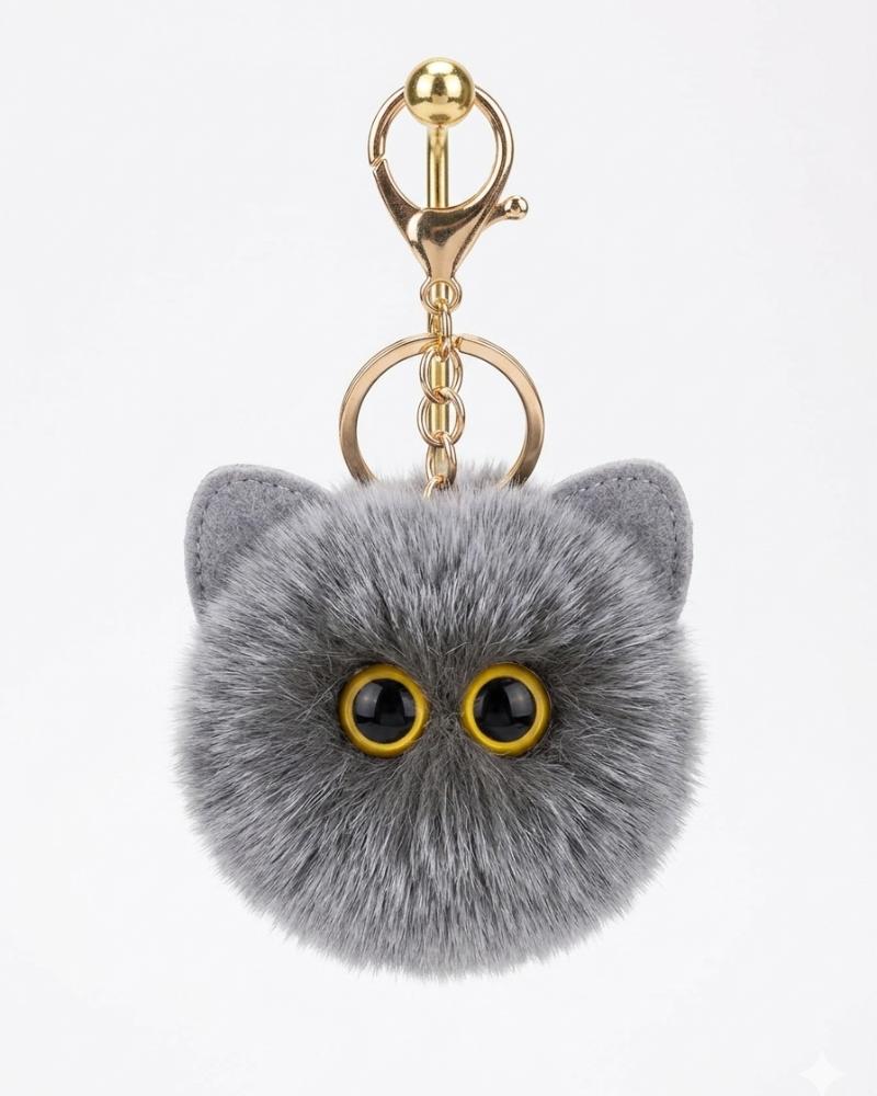 Cute  Cat Ball Plush Key Chain Shy kity doll cartoon Pendant Key rings  Adult Car Back pack Key ring
