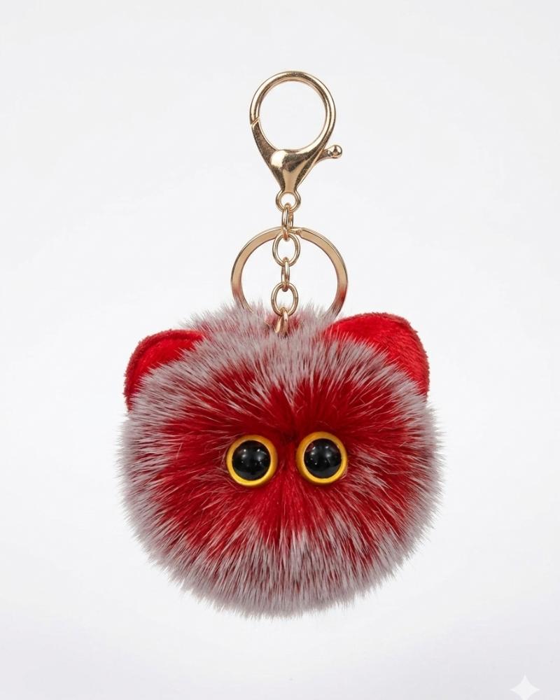 Cute  Cat Ball Plush Key Chain Shy kity doll cartoon Pendant Key rings  Adult Car Back pack Key ring