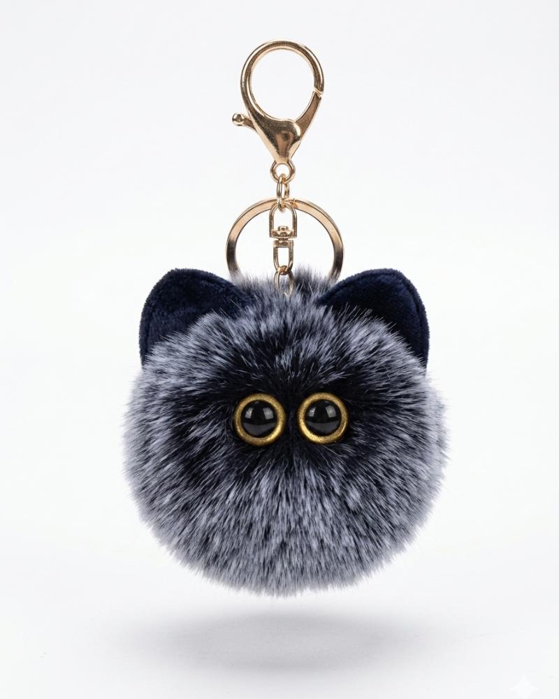 Cute  Cat Ball Plush Key Chain Shy kity doll cartoon Pendant Key rings  Adult Car Back pack Key ring