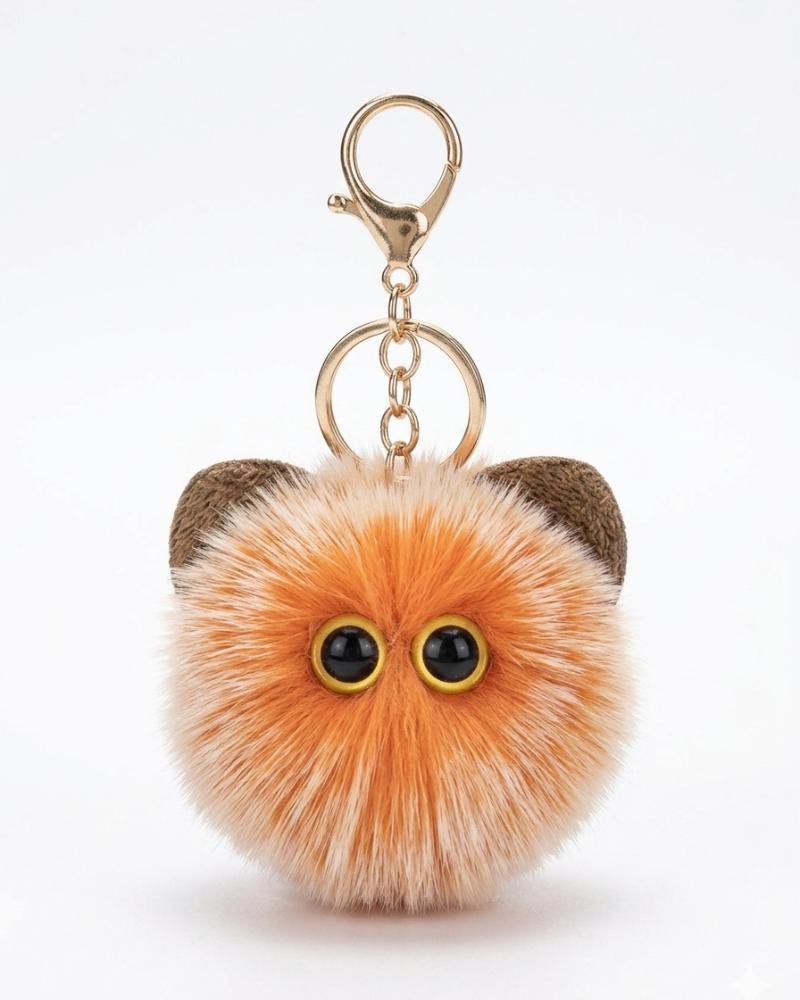 Cute  Cat Ball Plush Key Chain Shy kity doll cartoon Pendant Key rings  Adult Car Back pack Key ring