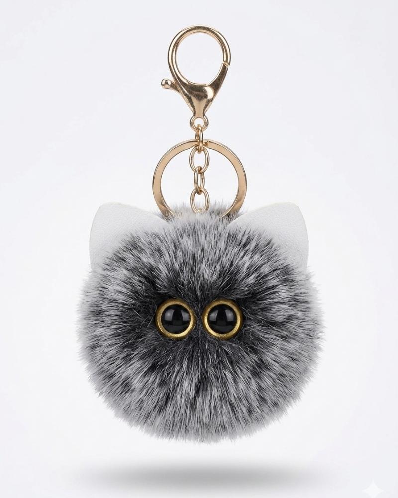 Cute  Cat Ball Plush Key Chain Shy kity doll cartoon Pendant Key rings  Adult Car Back pack Key ring