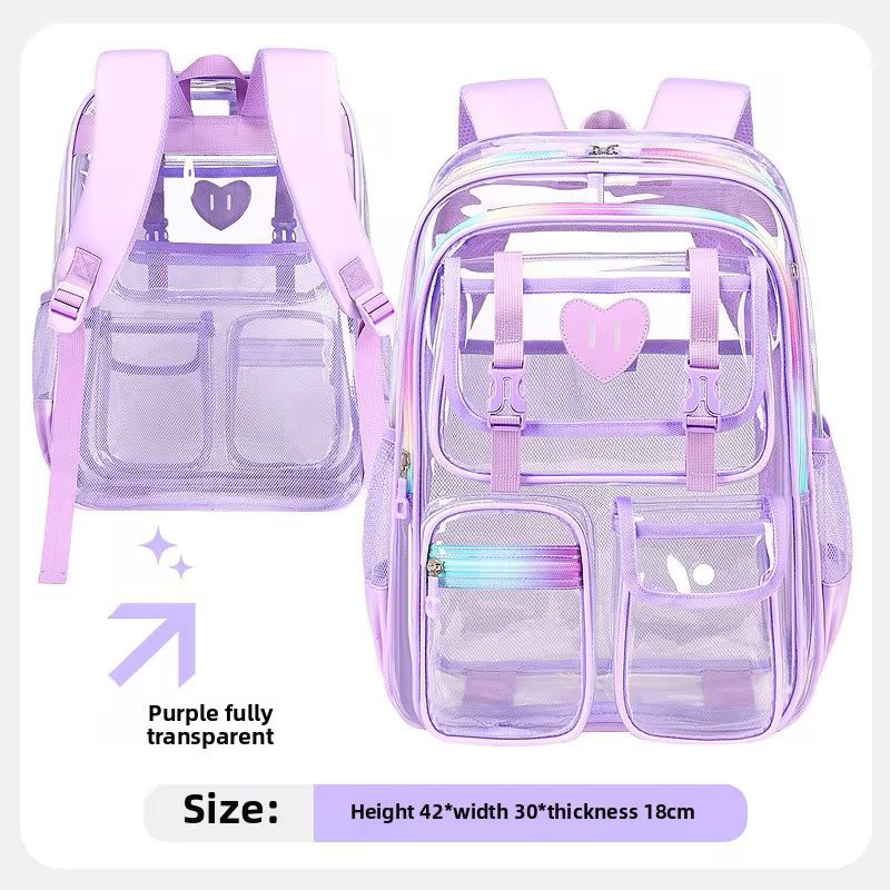 17 inch Large Clear Back Pack Transparent PVC School Bag Large capacity With Fashionable Zipper Design Waterproof for Student Daily Work