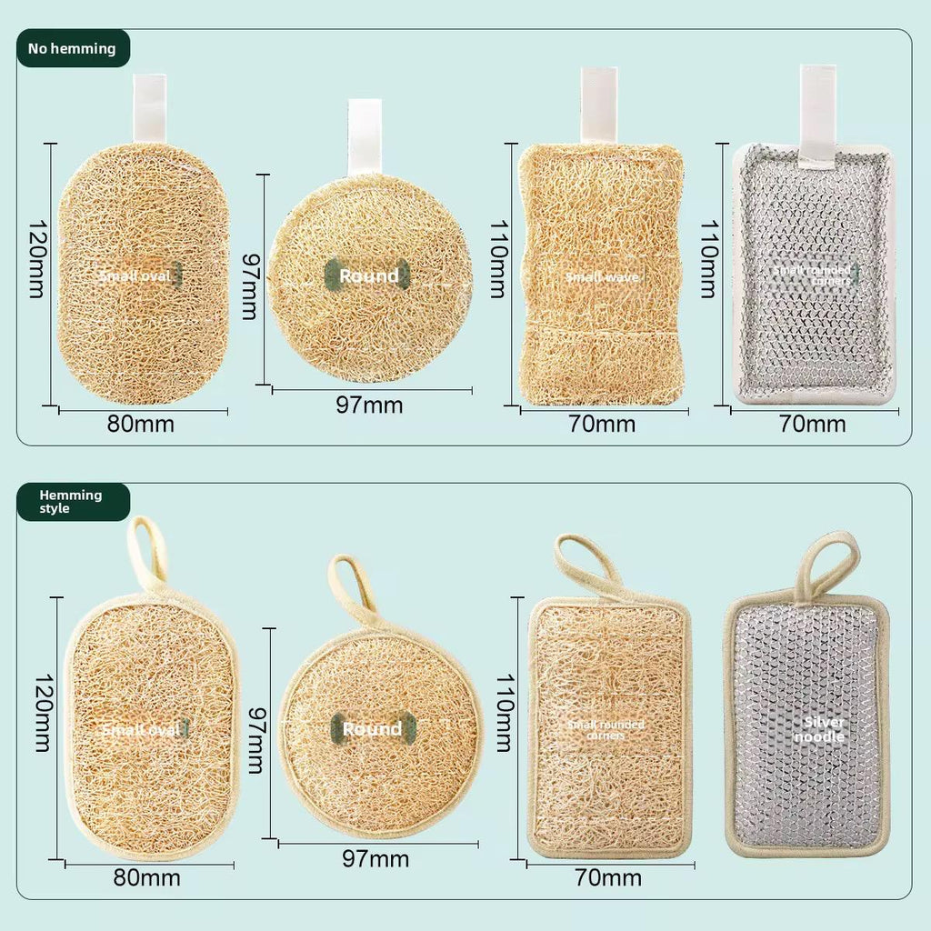 New silvered Loofah Pulp Dish Cloth Scrub pad for kitchen cleaning pots & Bowls