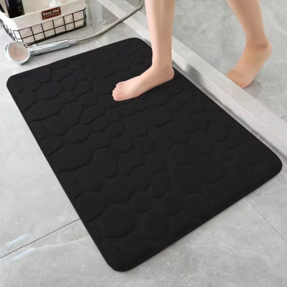 Memory Foam Embossed Velvet Bathroom Living Room Non Slip Cobblestone  Floor Mat Home furnishing color