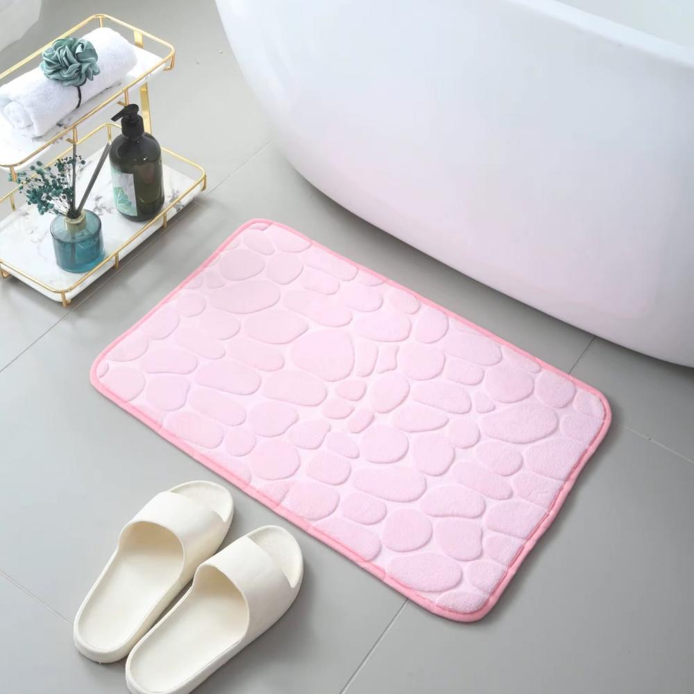 Memory Foam Embossed Velvet Bathroom Living Room Non Slip Cobblestone  Floor Mat Home furnishing color