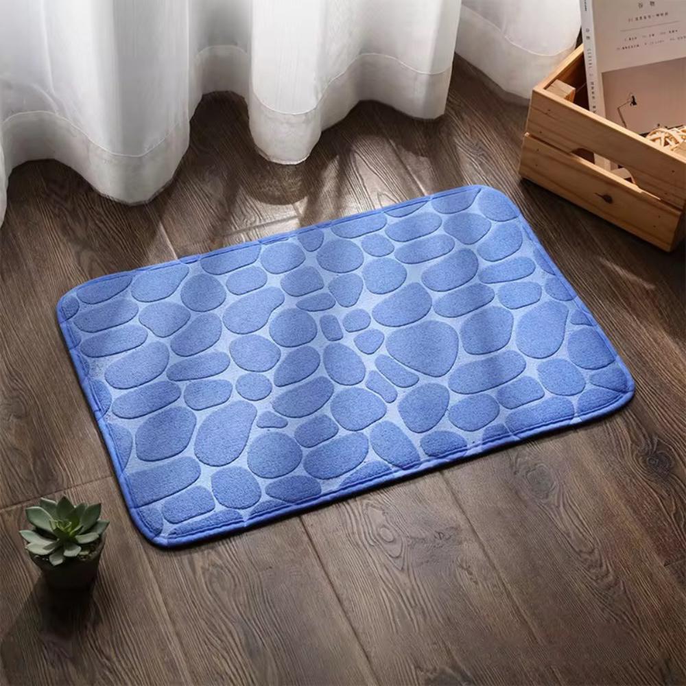 Memory Foam Embossed Velvet Bathroom Living Room Non Slip Cobblestone  Floor Mat Home furnishing color