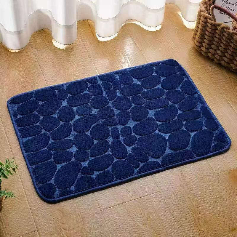 Memory Foam Embossed Velvet Bathroom Living Room Non Slip Cobblestone  Floor Mat Home furnishing color