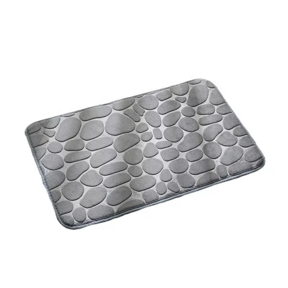 Memory Foam Embossed Velvet Bathroom Living Room Non Slip Cobblestone  Floor Mat Home furnishing color