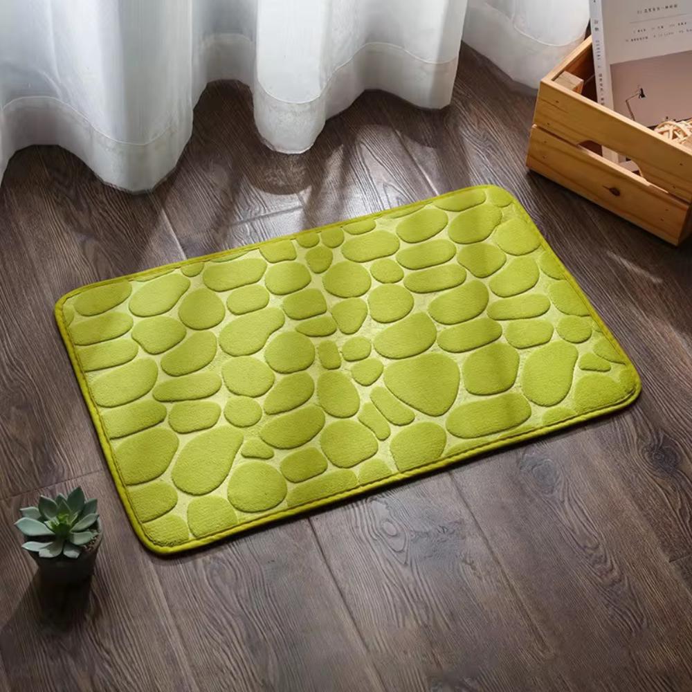 Memory Foam Embossed Velvet Bathroom Living Room Non Slip Cobblestone  Floor Mat Home furnishing color