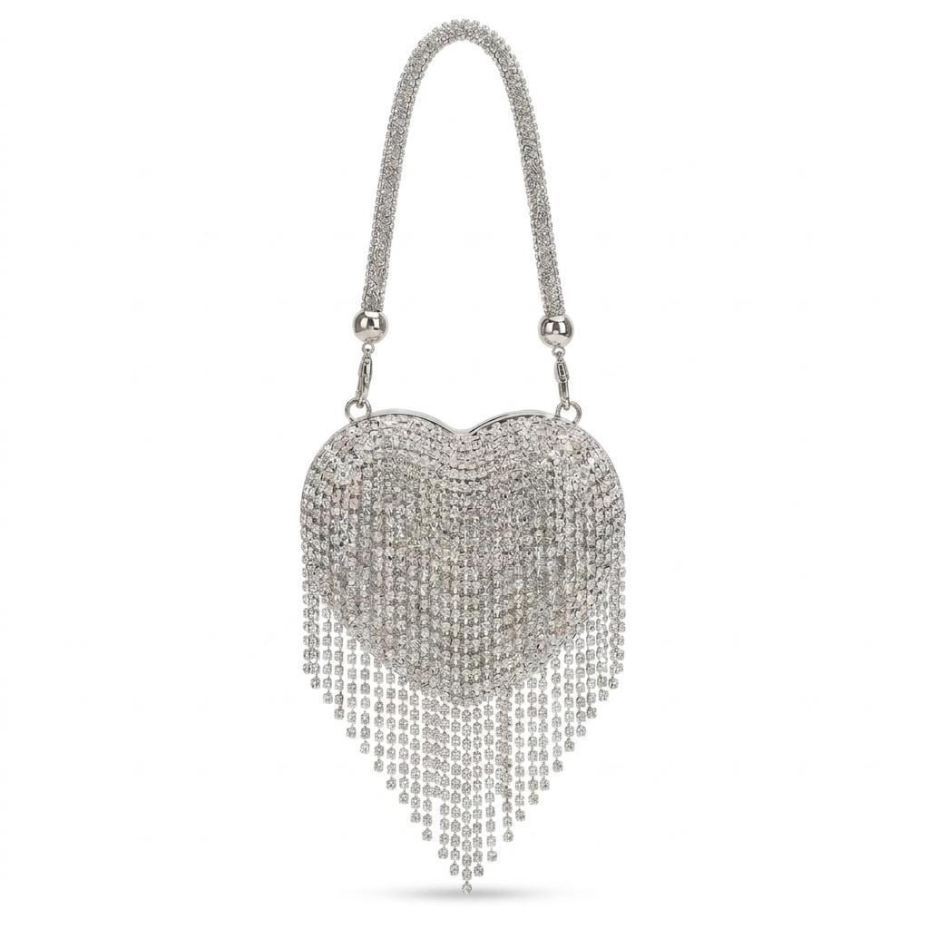 Fashion Rhinestone mini Bag Heart Shape Party Evening Bag Wedding Bag