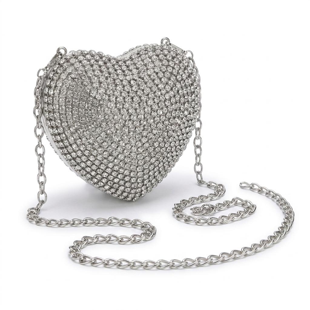 Fashion Rhinestone mini Bag Heart Shape Party Evening Bag Wedding Bag