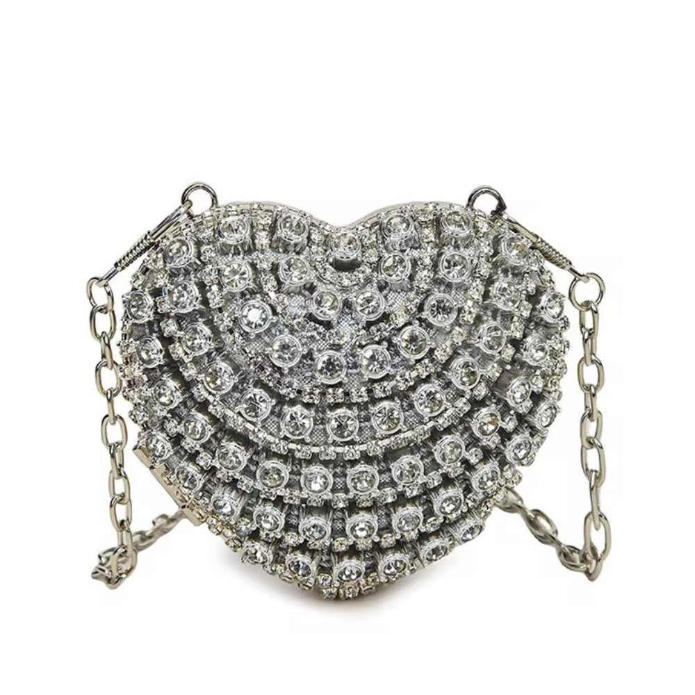 Fashion Rhinestone mini Bag Heart Shape Party Evening Bag Wedding Bag
