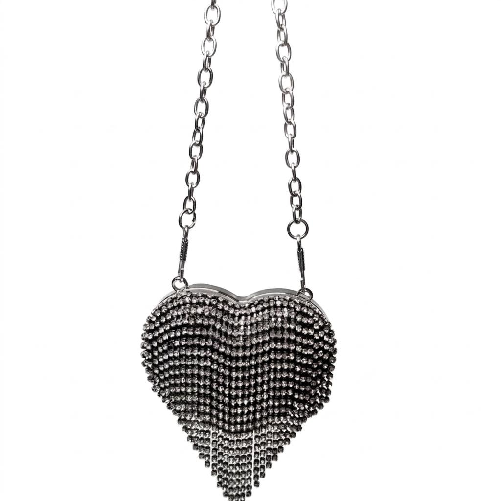 Fashion Rhinestone mini Bag Heart Shape Party Evening Bag Wedding Bag