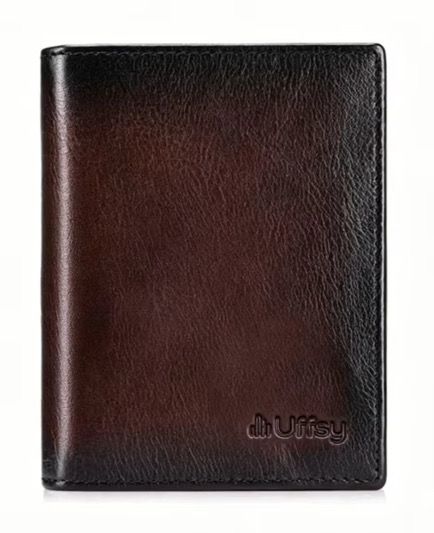 Genuine Leather Men's RFID Blocking Wallet Top-grain  Slim Design Vintage Cowhide purse With Credit card ID card holder Zipper Coin Pocket casual Money clip
