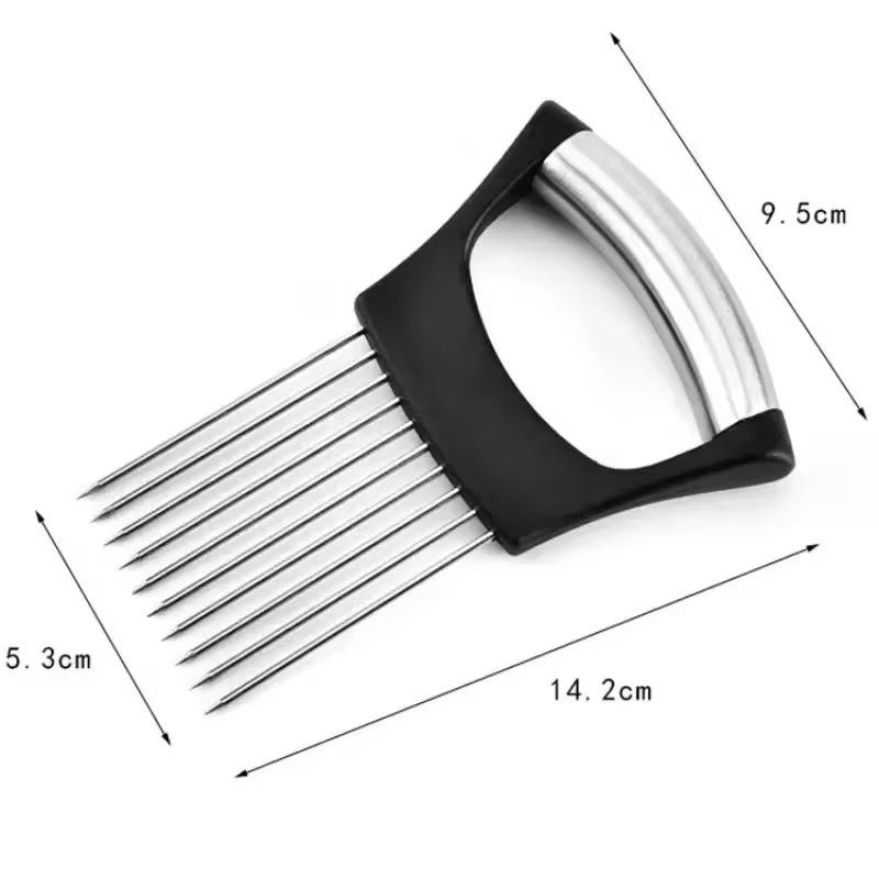 Stainless steel Onion fork steak &Potatato cutter Fruit, vegetable chopper tool with plastic holder for cooking