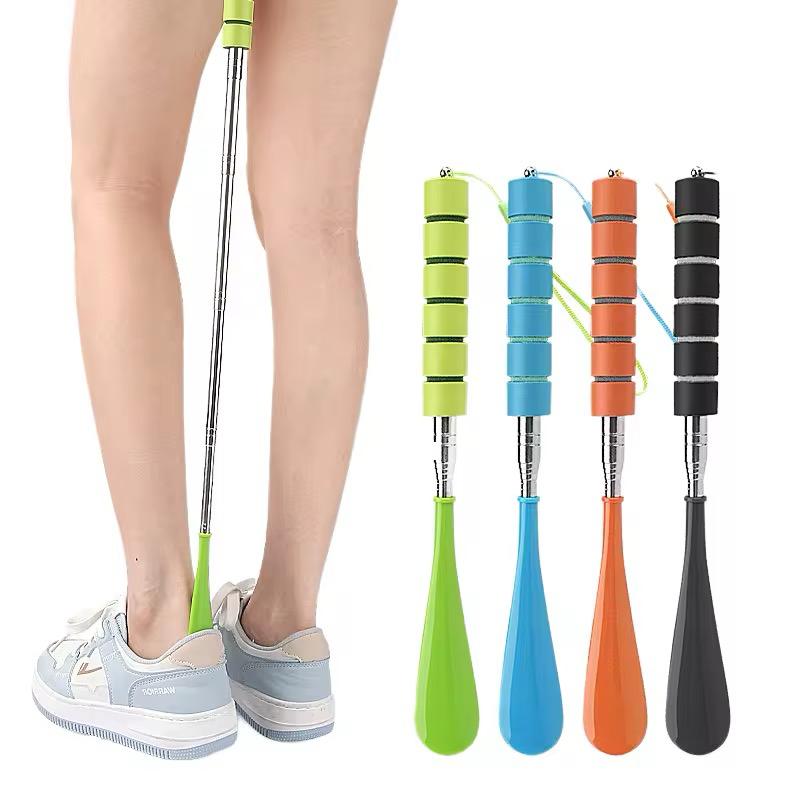 Portable Stainless steel Shoe Horn with long Handale Scalable Spoon for men and women