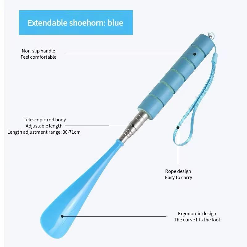 Portable Stainless steel Shoe Horn with long Handale Scalable Spoon for men and women