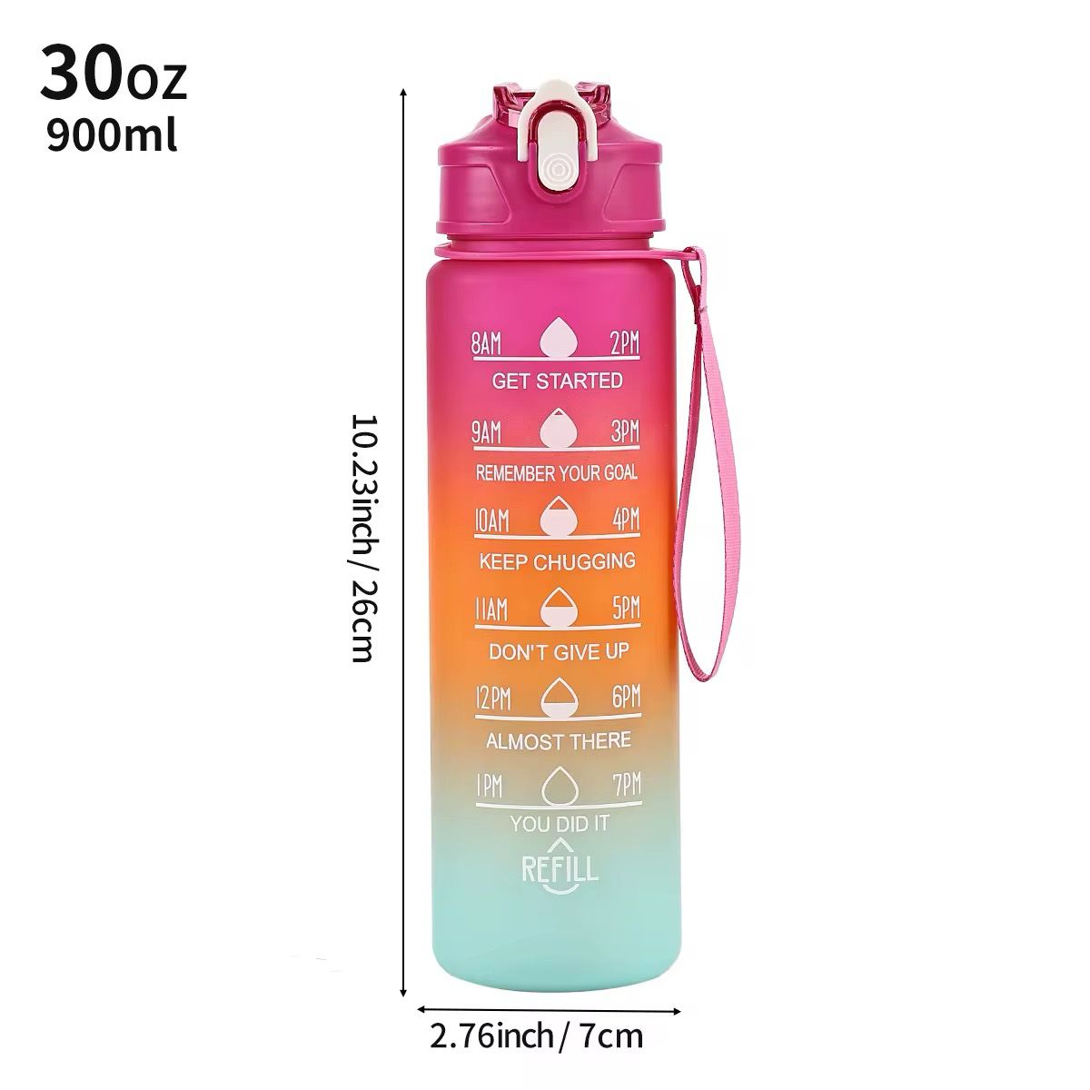 Water bottle Active life style  portable plastic cup 750ml Bouncing straw bottle Motivational GYM sports Travels