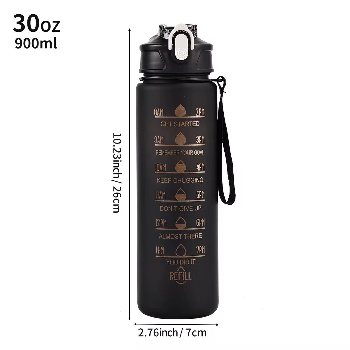 Water bottle Active life style  portable plastic cup 750ml Bouncing straw bottle Motivational GYM sports Travels