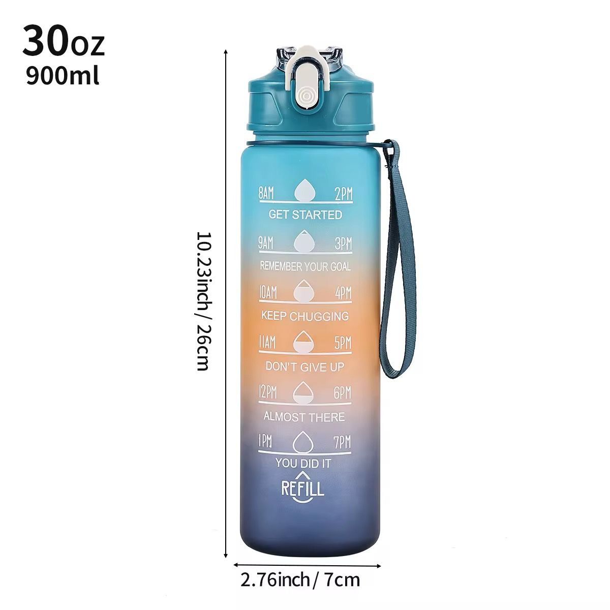 Water bottle Active life style  portable plastic cup 750ml Bouncing straw bottle Motivational GYM sports Travels